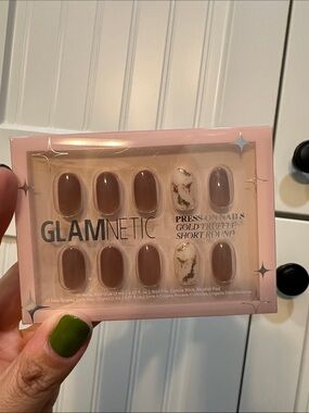 GLAMNETIC Gold Truffle Press-On Nails - Neutral Brown Set